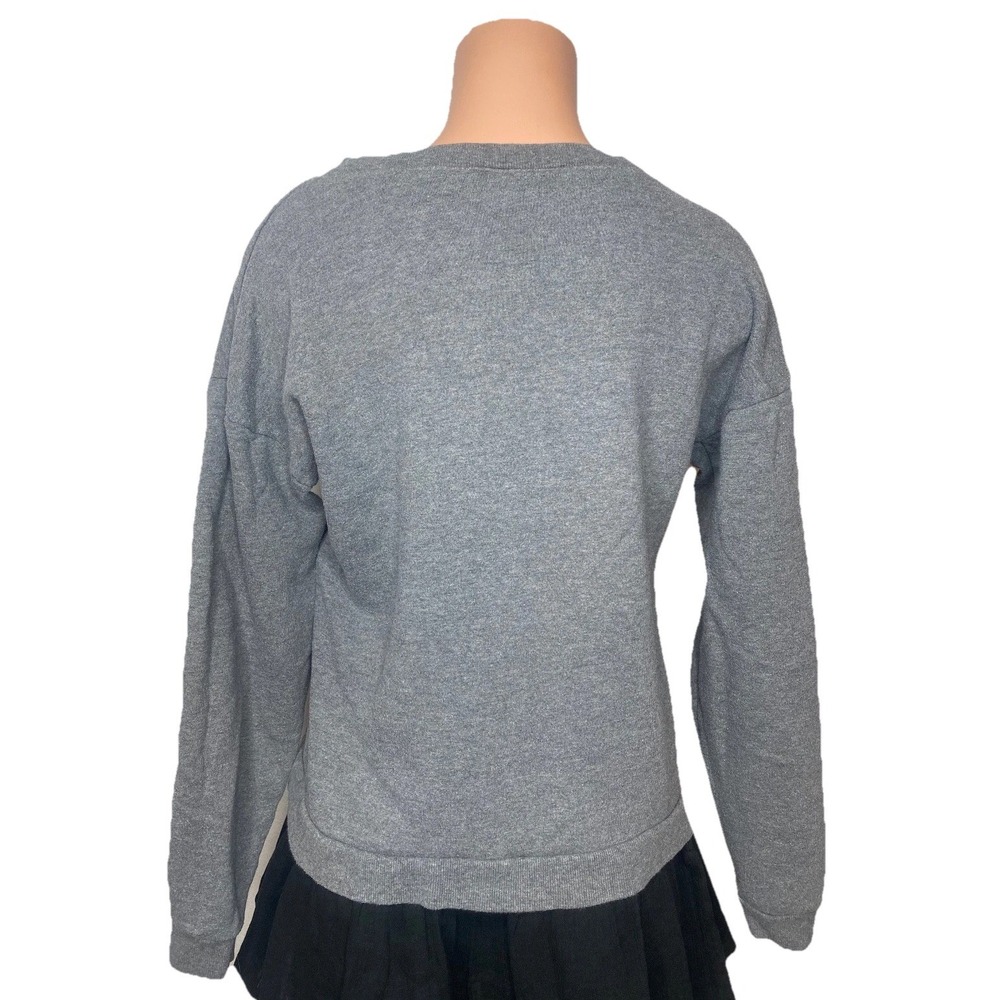Disney Minnie Mouse Big Face Sweatshirt Womens Small Gray Glasses Polka Dots M - Picture 4 of 10